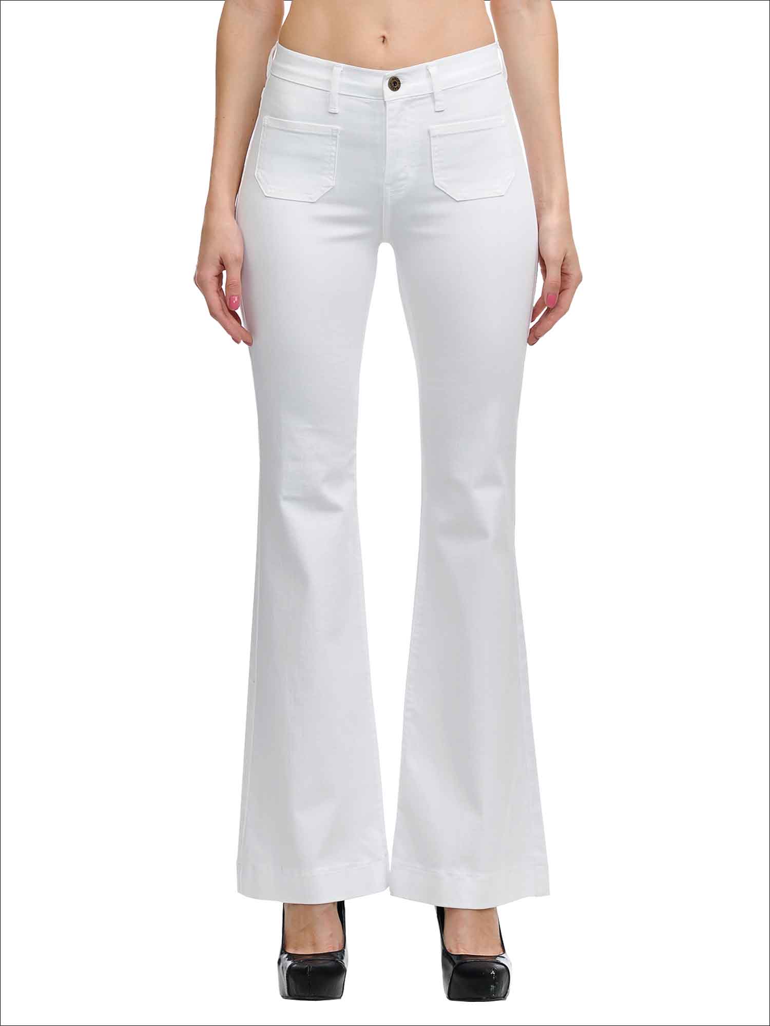 FUN PATCH POCKET FLARE JEANS